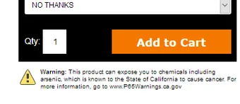 California Proposition 65 Setup for Turbify - Click to enlarge